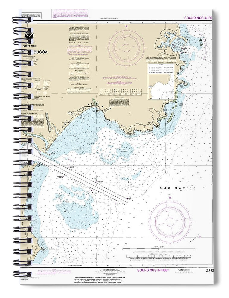 Nautical Chart 25661 Puerto Yabucoa Spiral Notebook