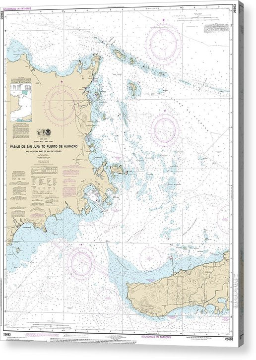 Nautical Chart-25663 Pasaje De San Juan-Puerto De Humacao-Western Part-Lsla De Vieques  Acrylic Print