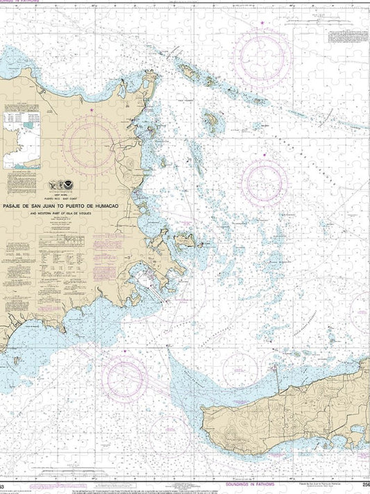 Nautical Chart 25663 Pasaje De San Juan Puerto De Humacao Western Part Lsla De Vieques Puzzle