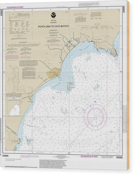 Nautical Chart-25665 Punta Lima-Cayo Batata Wood Print
