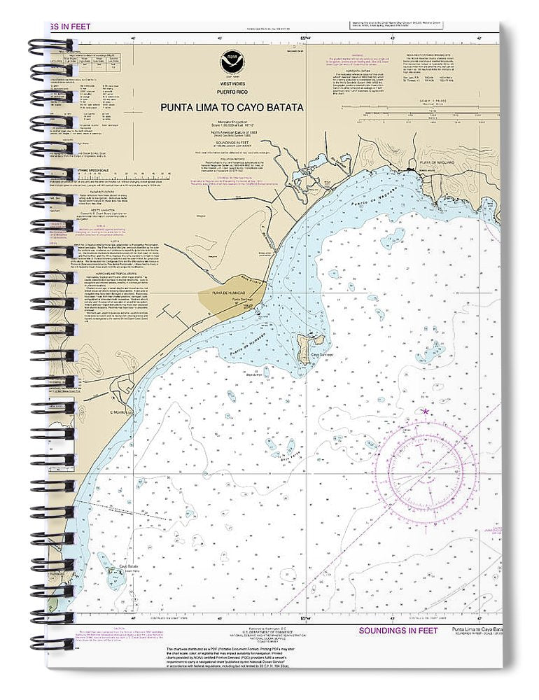 Nautical Chart 25665 Punta Lima Cayo Batata Spiral Notebook