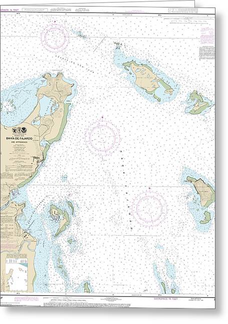 Nautical Chart-25667 Bahia De Fajardo-approaches - Greeting Card