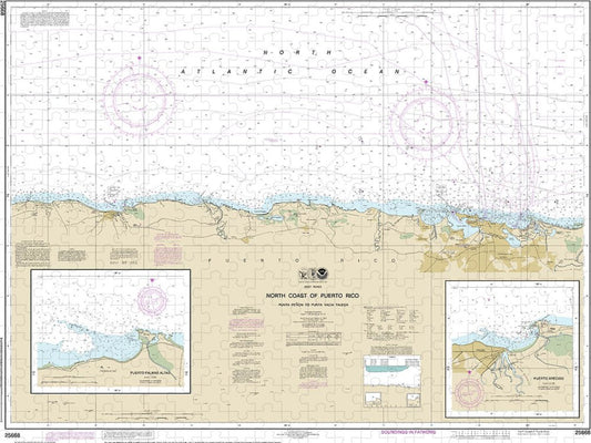 Nautical Chart 25668 North Coast Puerto Rico Punta Penon Punta Vacia Talega, Puerto Arecibo, Puerto Palmas Altas Puzzle