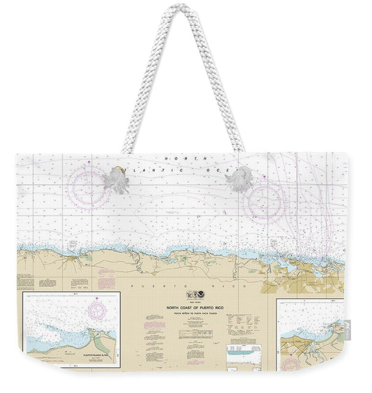 Nautical Chart-25668 North Coast-puerto Rico Punta Penon-punta Vacia Talega, Puerto Arecibo, Puerto Palmas Altas - Weekender Tote Bag
