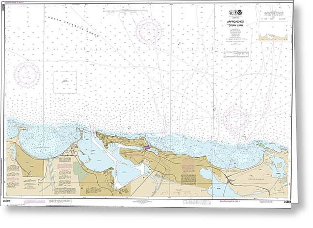 Nautical Chart-25669 Approaches-san Juan Harbor - Greeting Card