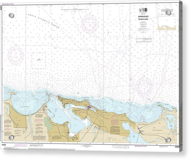 Nautical Chart-25669 Approaches-san Juan Harbor - Acrylic Print
