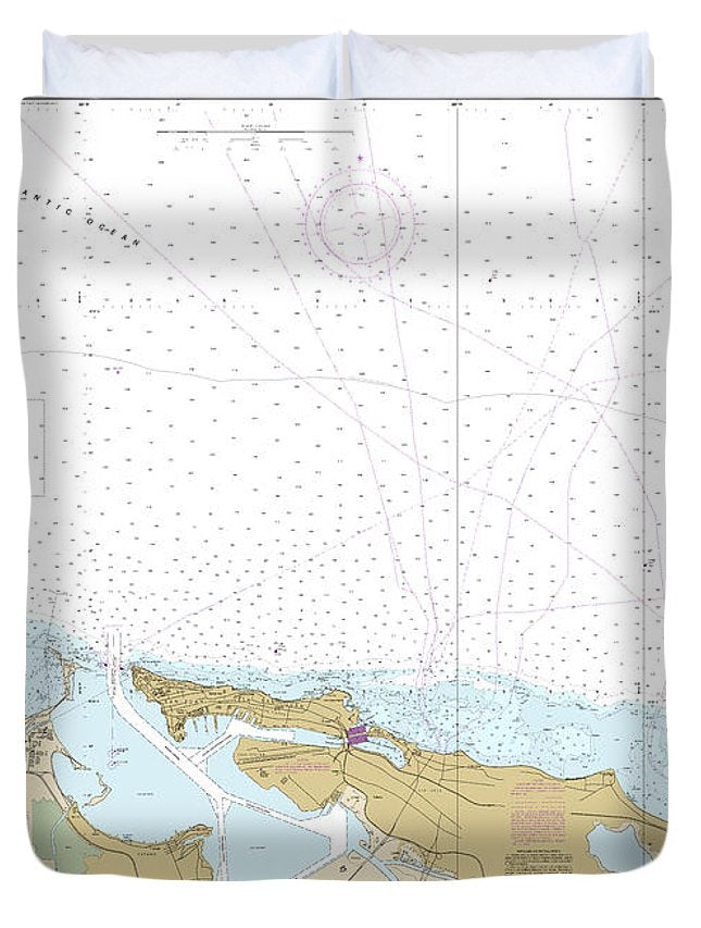 Nautical Chart-25669 Approaches-san Juan Harbor - Duvet Cover