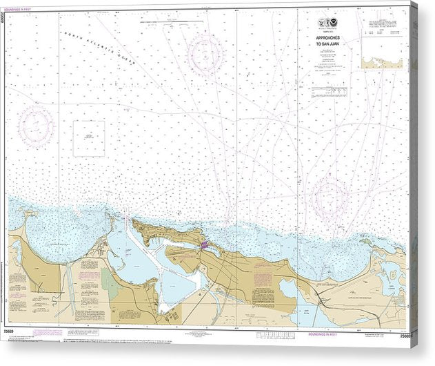 Nautical Chart-25669 Approaches-San Juan Harbor  Acrylic Print