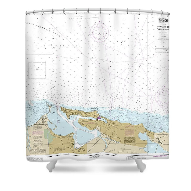 Nautical Chart 25669 Approaches San Juan Harbor Shower Curtain