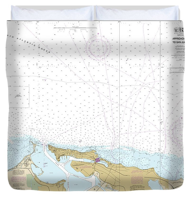 Nautical Chart 25669 Approaches San Juan Harbor Duvet Cover