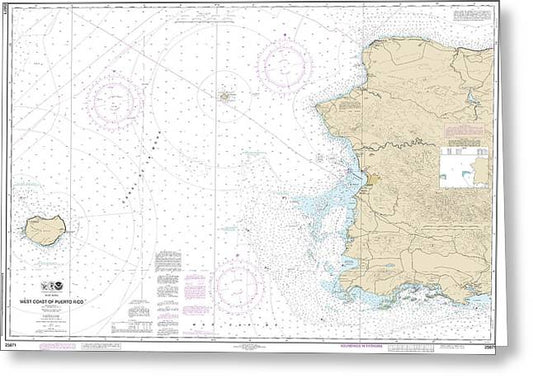 Nautical Chart-25671 West Coast-puerto Rico - Greeting Card