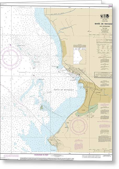 Nautical Chart-25673 Bahia De Mayaguez-approaches - Greeting Card