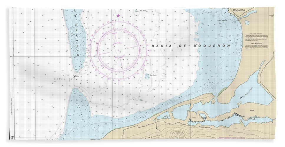 Nautical Chart-25675 Bahia De Boqueron - Bath Towel
