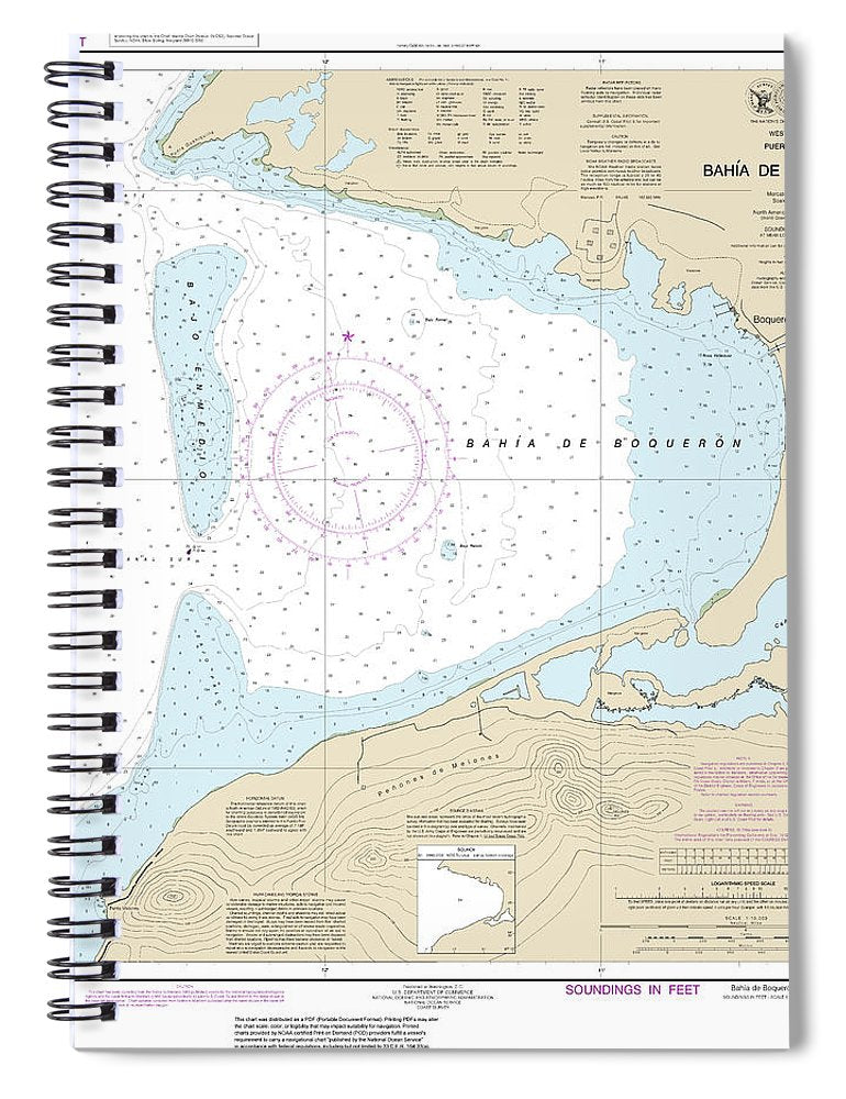 Nautical Chart 25675 Bahia De Boqueron Spiral Notebook