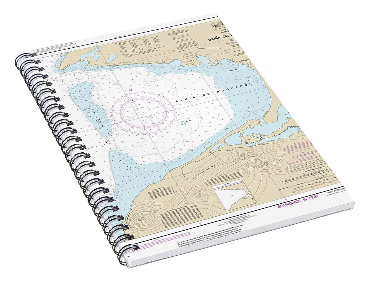 Nautical Chart-25675 Bahia De Boqueron - Spiral Notebook