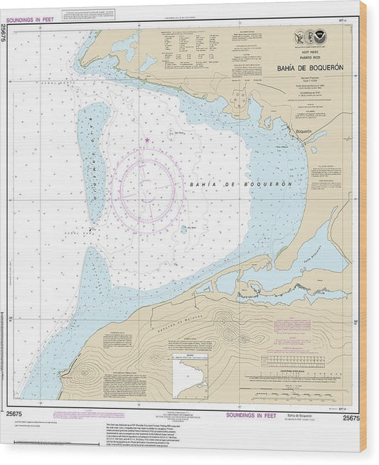 Nautical Chart-25675 Bahia De Boqueron Wood Print