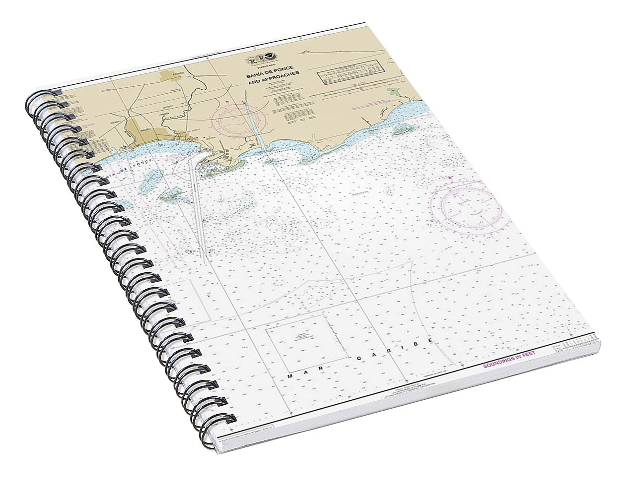 Nautical Chart-25683 Bahia De Ponce-approaches - Spiral Notebook