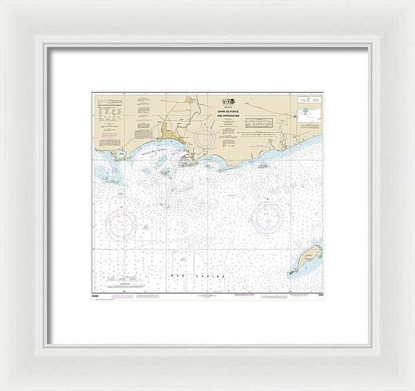Nautical Chart-25683 Bahia De Ponce-approaches - Framed Print