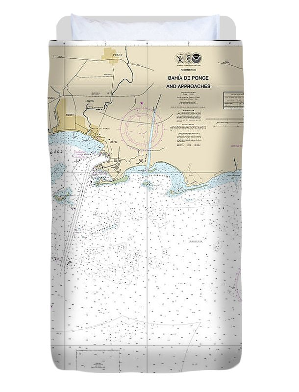 Nautical Chart-25683 Bahia De Ponce-approaches - Duvet Cover