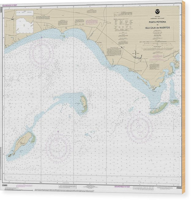 Nautical Chart-25685 Punta Petrona-Lsla Caja De Muertos Wood Print