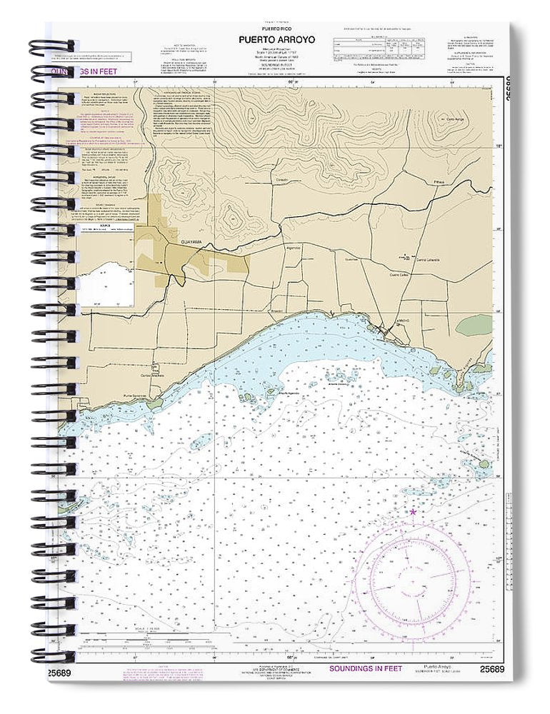 Nautical Chart 25689 Puerto Arroyo Spiral Notebook