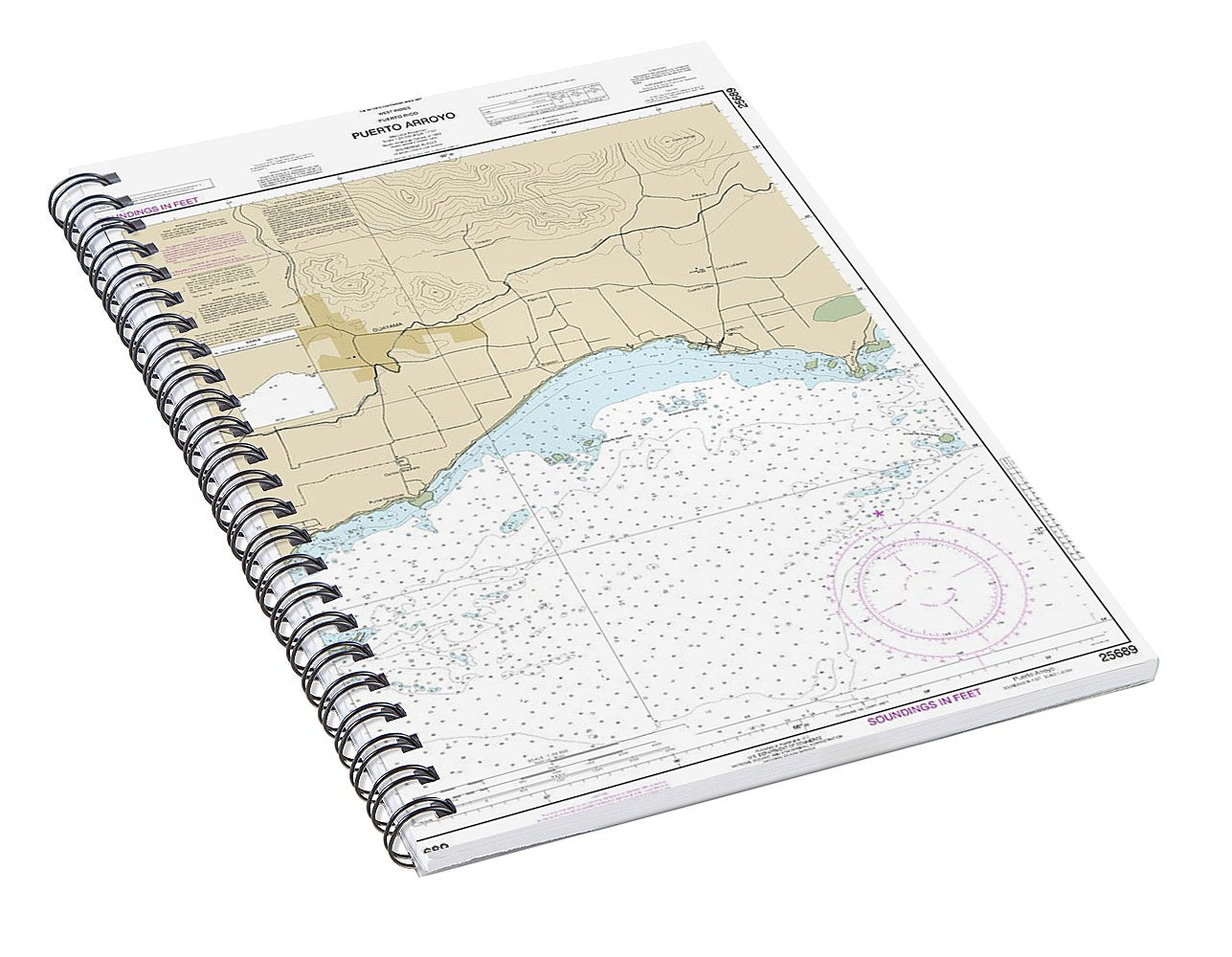 Nautical Chart-25689 Puerto Arroyo - Spiral Notebook