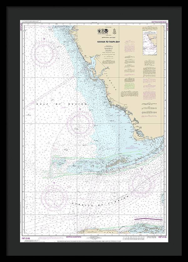 Nautical Chart-4148 Havana-tampa Bay - Framed Print