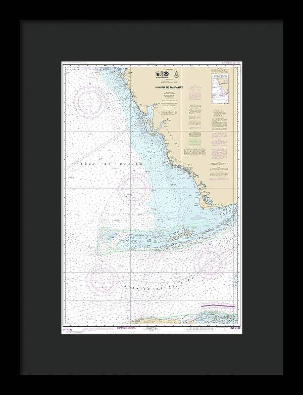 Nautical Chart-4148 Havana-tampa Bay - Framed Print