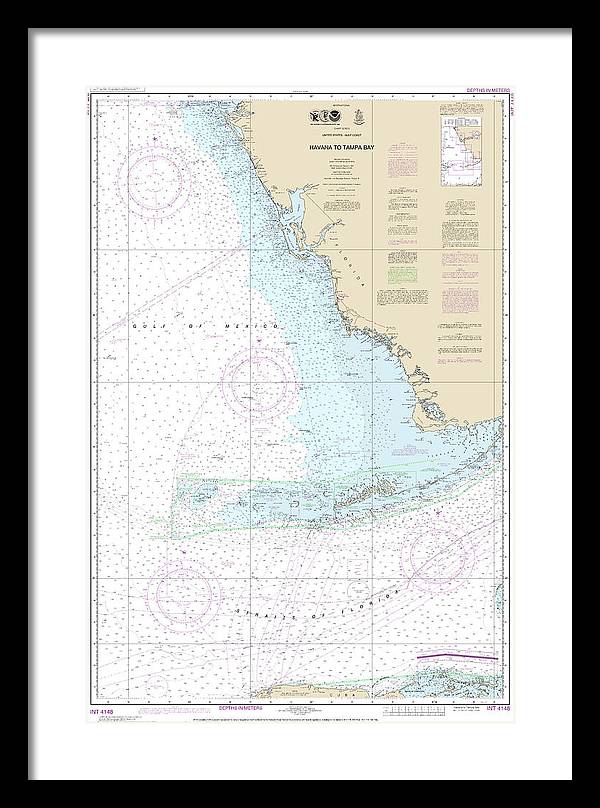 Nautical Chart-4148 Havana-tampa Bay - Framed Print