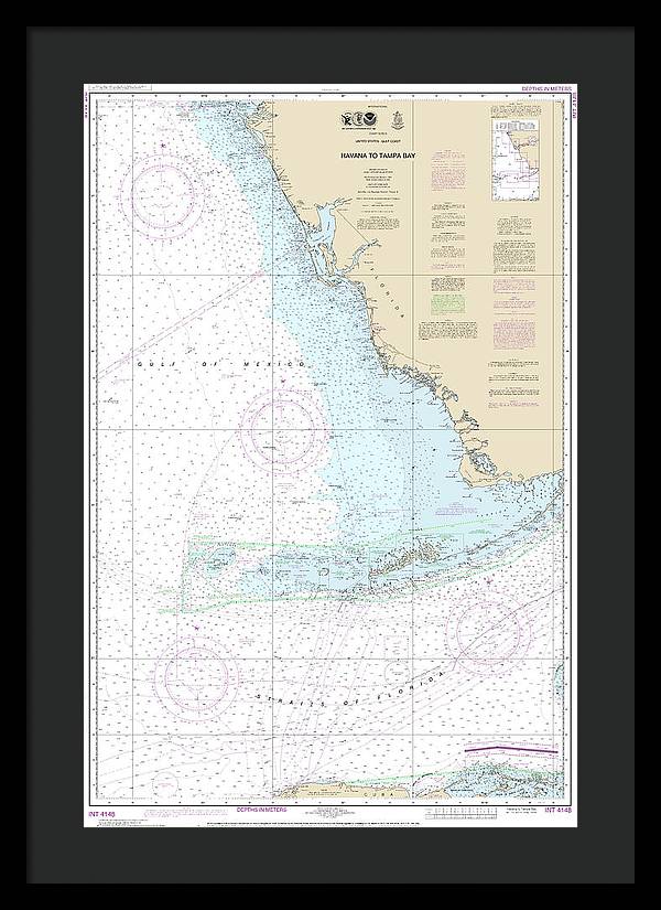 Nautical Chart-4148 Havana-tampa Bay - Framed Print