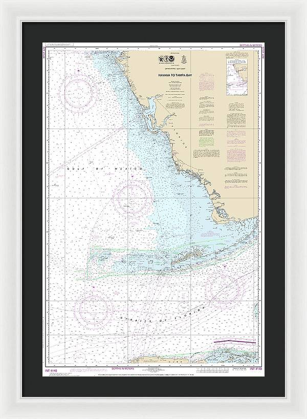 Nautical Chart-4148 Havana-tampa Bay - Framed Print