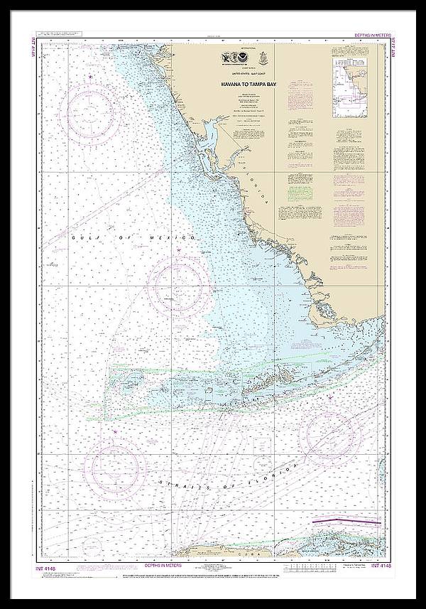 Nautical Chart-4148 Havana-tampa Bay - Framed Print