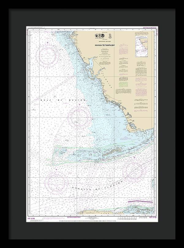 Nautical Chart-4148 Havana-tampa Bay - Framed Print