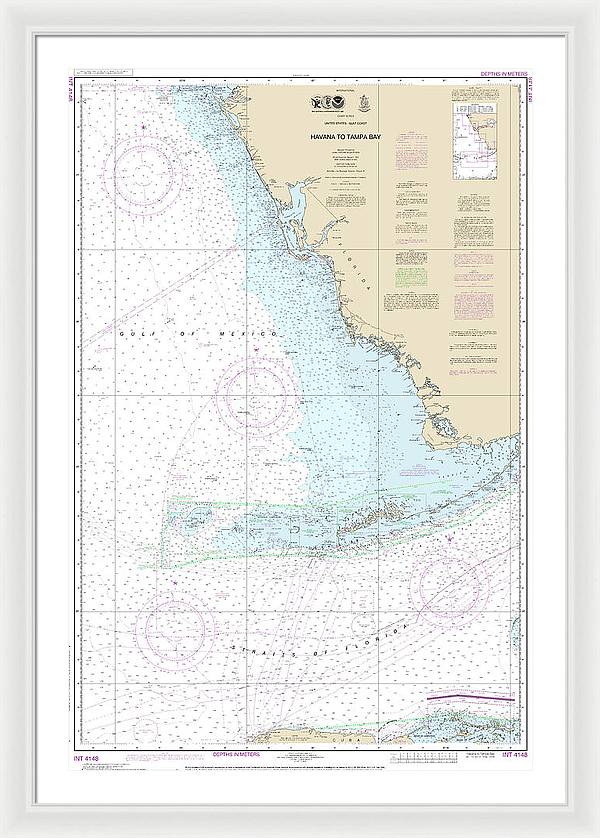 Nautical Chart-4148 Havana-tampa Bay - Framed Print