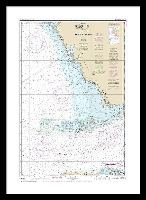 Nautical Chart-4148 Havana-tampa Bay - Framed Print