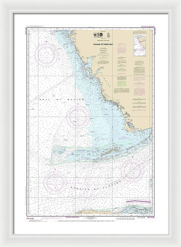 Nautical Chart-4148 Havana-tampa Bay - Framed Print