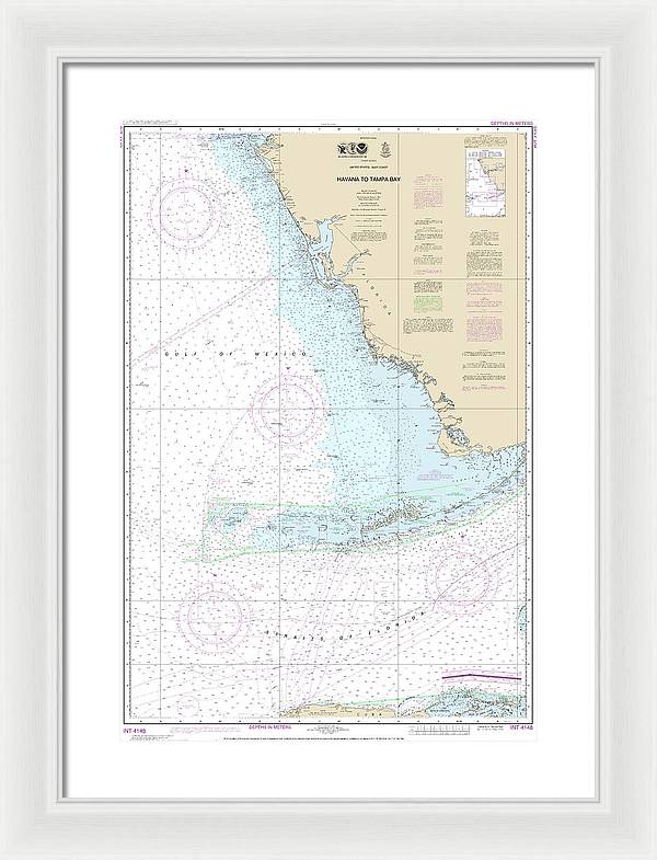 Nautical Chart-4148 Havana-tampa Bay - Framed Print