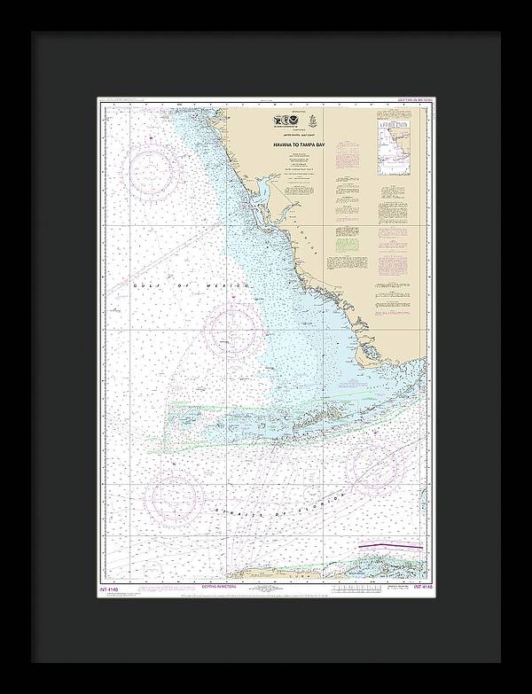 Nautical Chart-4148 Havana-tampa Bay - Framed Print