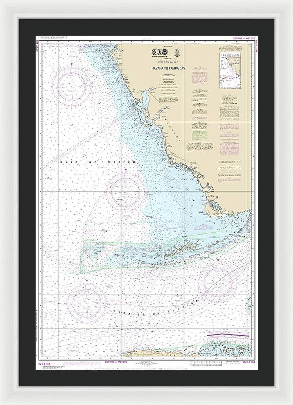 Nautical Chart-4148 Havana-tampa Bay - Framed Print