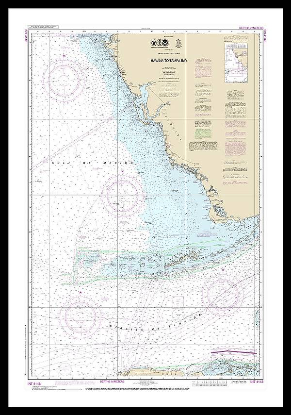 Nautical Chart-4148 Havana-tampa Bay - Framed Print