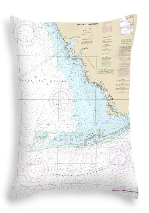 Nautical Chart-4148 Havana-tampa Bay - Throw Pillow