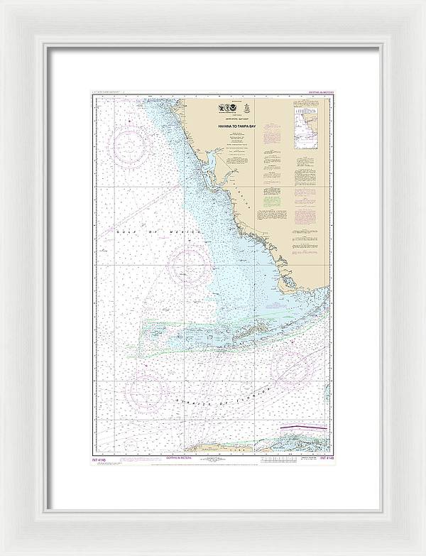 Nautical Chart-4148 Havana-tampa Bay - Framed Print