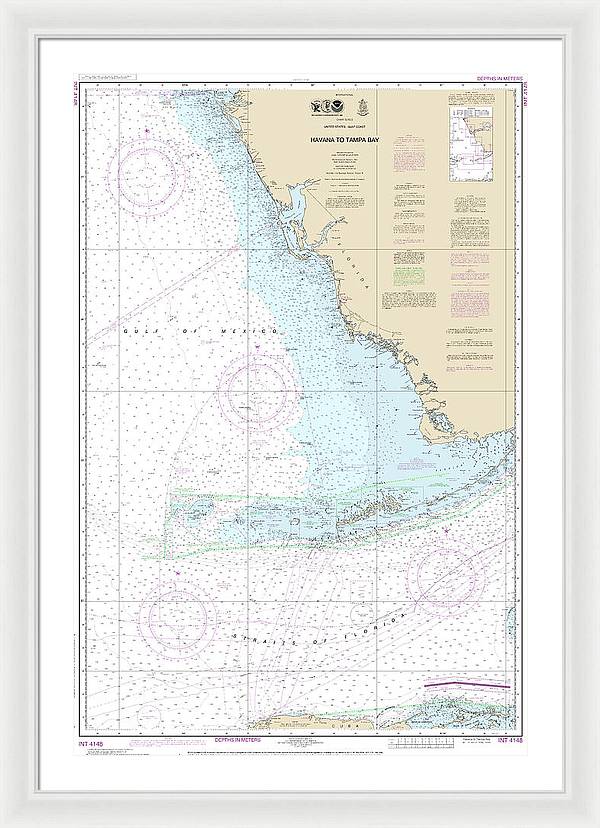 Nautical Chart-4148 Havana-tampa Bay - Framed Print