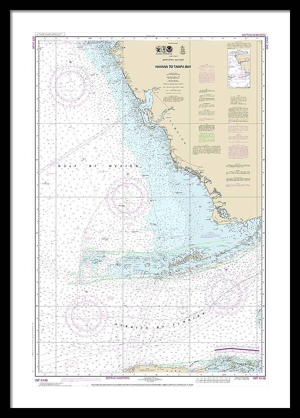 Nautical Chart-4148 Havana-tampa Bay - Framed Print