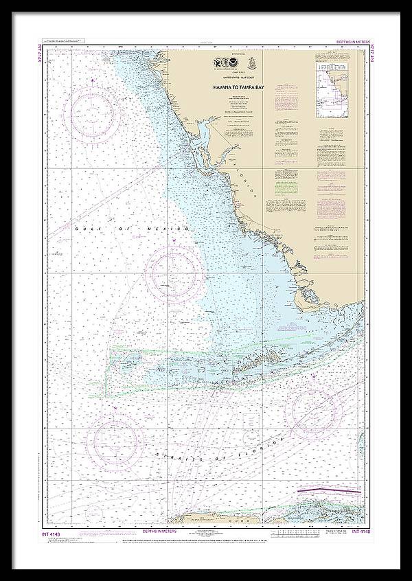 Nautical Chart-4148 Havana-tampa Bay - Framed Print