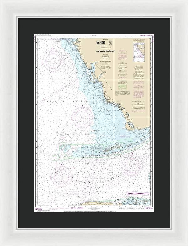 Nautical Chart-4148 Havana-tampa Bay - Framed Print