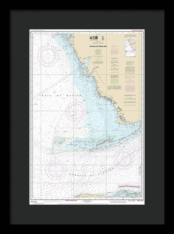 Nautical Chart-4148 Havana-tampa Bay - Framed Print