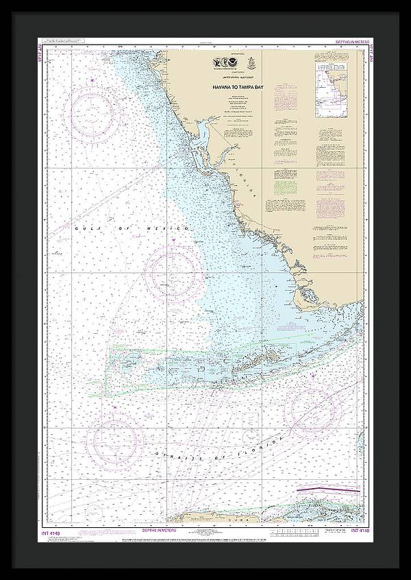 Nautical Chart-4148 Havana-tampa Bay - Framed Print