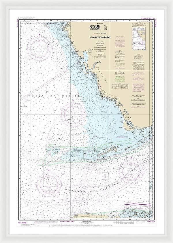 Nautical Chart-4148 Havana-tampa Bay - Framed Print