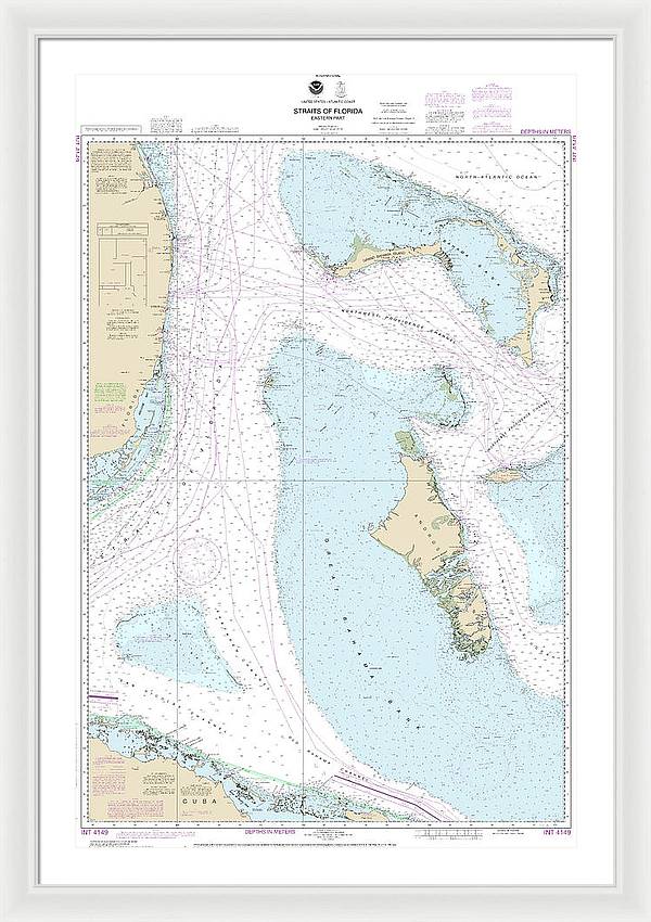Nautical Chart-4149 Straits-florida – Eastern Part - Framed Print